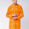 VASTRAMAY Men's Orange Pure Cotton Kurta