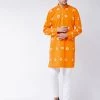 Kurta Sets VASTRAMAY Men's Orange And White Cotton Kurta Pyjama Set