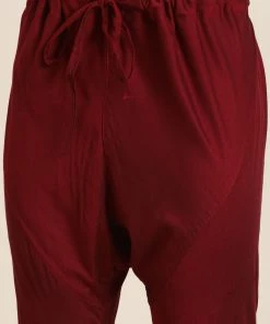 Kurta Sets VASTRAMAY Men Maroon Embroidered Mirror Work Kurta With Pyjamas