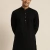 VASTRAMAY Men's Black Cotton Kurta