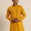 VASTRAMAY Men's Mustard Cotton Kurta 1 VASTRAMAY Men's Mustard Cotton Kurta