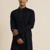 VASTRAMAY Men's Navy Blue Cotton Kurta