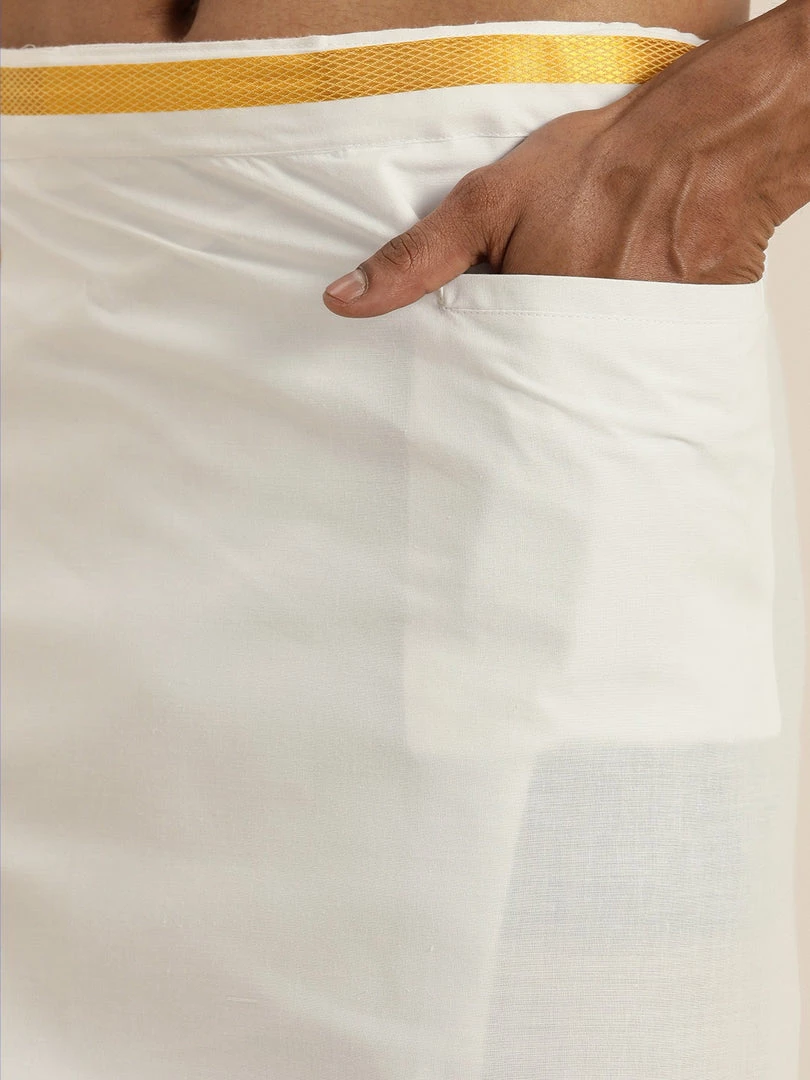 VASTRAMAY Men's Purple Cotton Kurta And Mundu Set 9 VASTRAMAY Men's Purple Cotton Kurta And Mundu Set