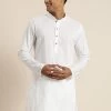 VASTRAMAY Men's White Cotton Kurta