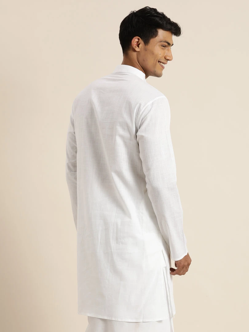 VASTRAMAY Men's White Cotton Kurta 5 VASTRAMAY Men's White Cotton Kurta