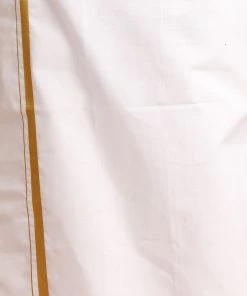 VASTRAMAY Men's Aqua Blue Cotton Kurta And Mundu Set