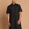 Kurta Sets VASTRAMAY Men's Black Solid Kurta