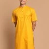 Vastramay Men's Mustard Solid Kurta