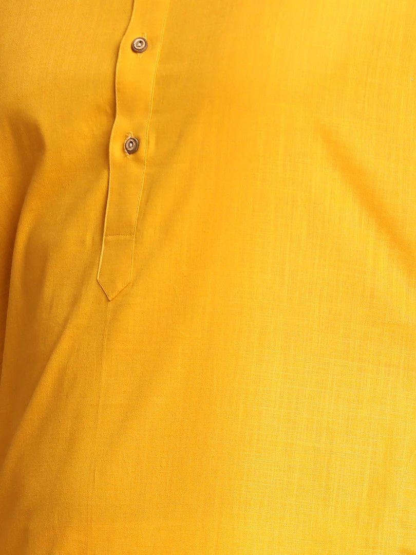 Vastramay Men's Mustard Solid Kurta With Pyjamas 6 Vastramay Men's Mustard Solid Kurta With Pyjamas