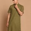 Kurta Sets VASTRAMAY Men's Olive Green Solid Kurta