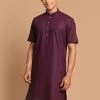 VASTRAMAY Men's Purple Solid Kurta Kurta Sets