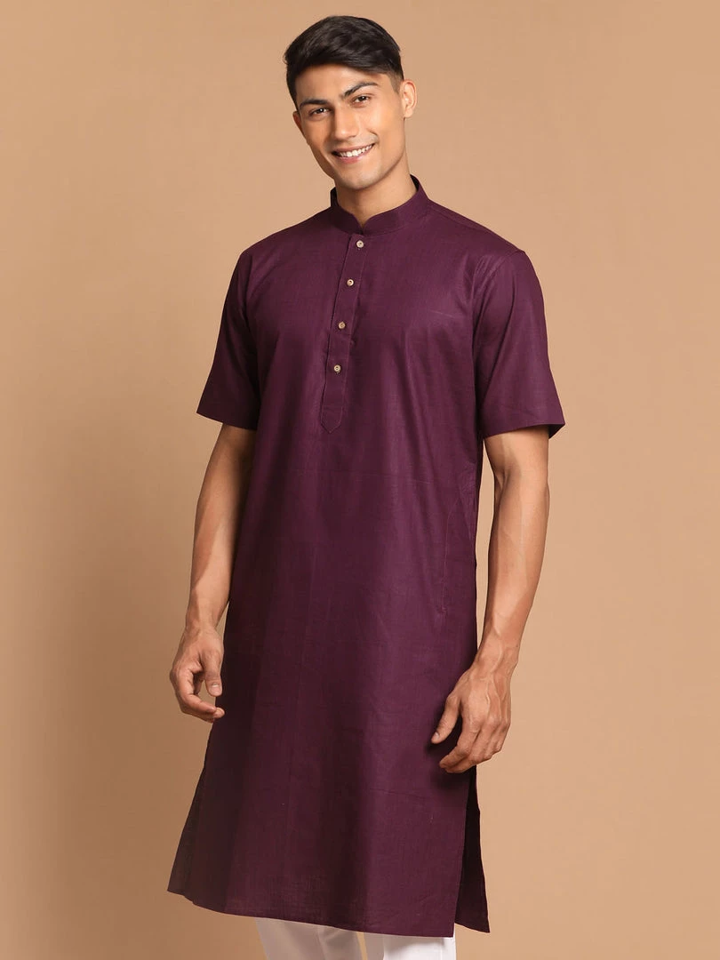 VASTRAMAY Men's Purple Solid Kurta Kurta Sets 3 VASTRAMAY Men's Purple Solid Kurta Kurta Sets