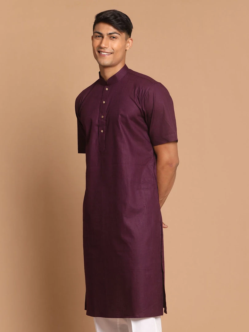 VASTRAMAY Men's Purple Solid Kurta Kurta Sets 4 VASTRAMAY Men's Purple Solid Kurta Kurta Sets