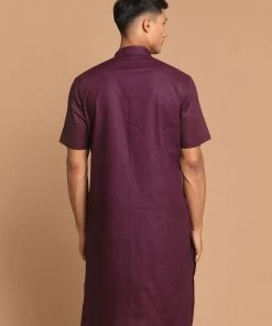 VASTRAMAY Men's Purple Solid Kurta Kurta Sets 10 VASTRAMAY Men's Purple Solid Kurta Kurta Sets