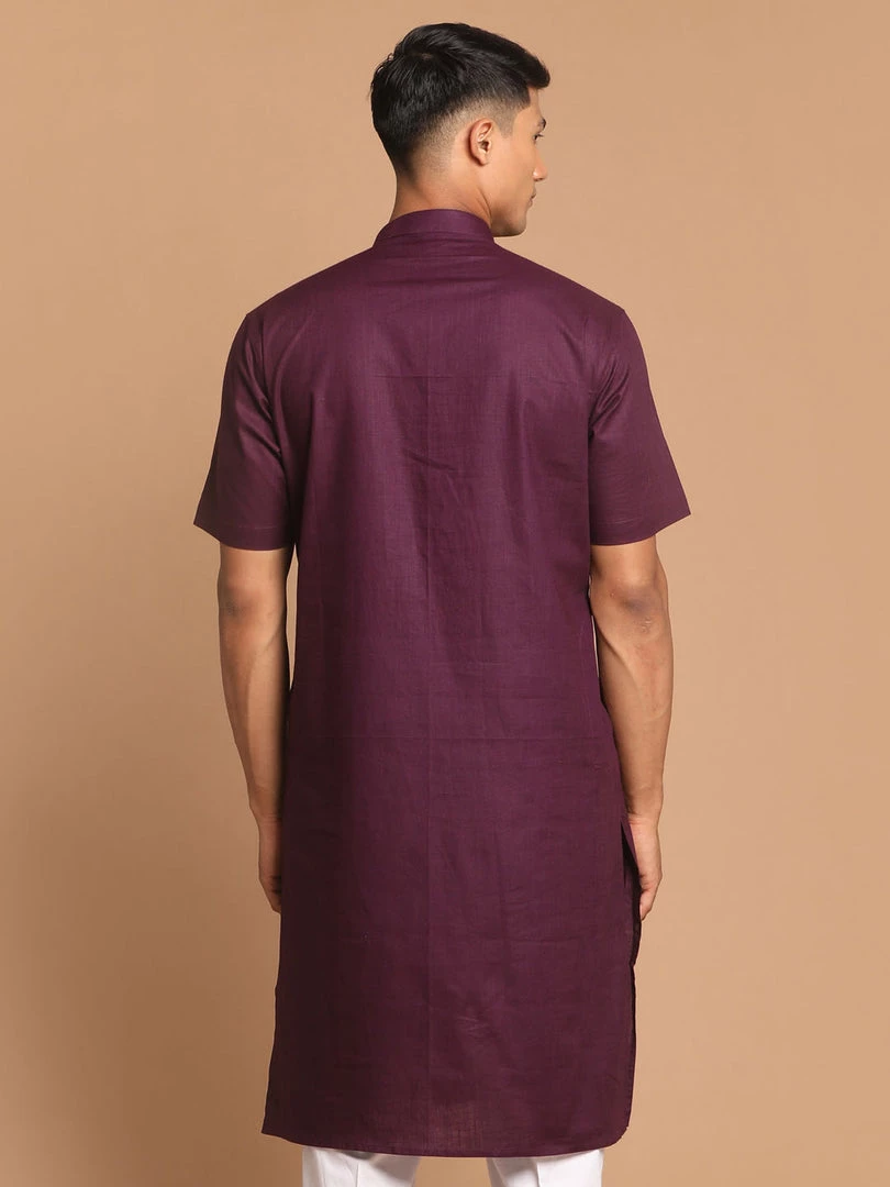 VASTRAMAY Men's Purple Solid Kurta Kurta Sets 5 VASTRAMAY Men's Purple Solid Kurta Kurta Sets