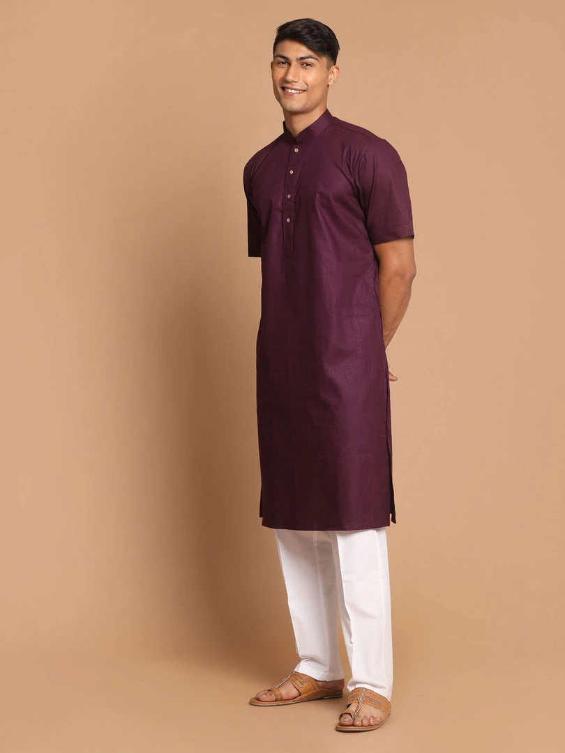 VASTRAMAY Men's Purple Solid Kurta Kurta Sets 7 VASTRAMAY Men's Purple Solid Kurta Kurta Sets