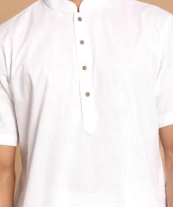 VASTRAMAY Men's White Solid Kurta With Pyjamas 11 VASTRAMAY Men's White Solid Kurta With Pyjamas