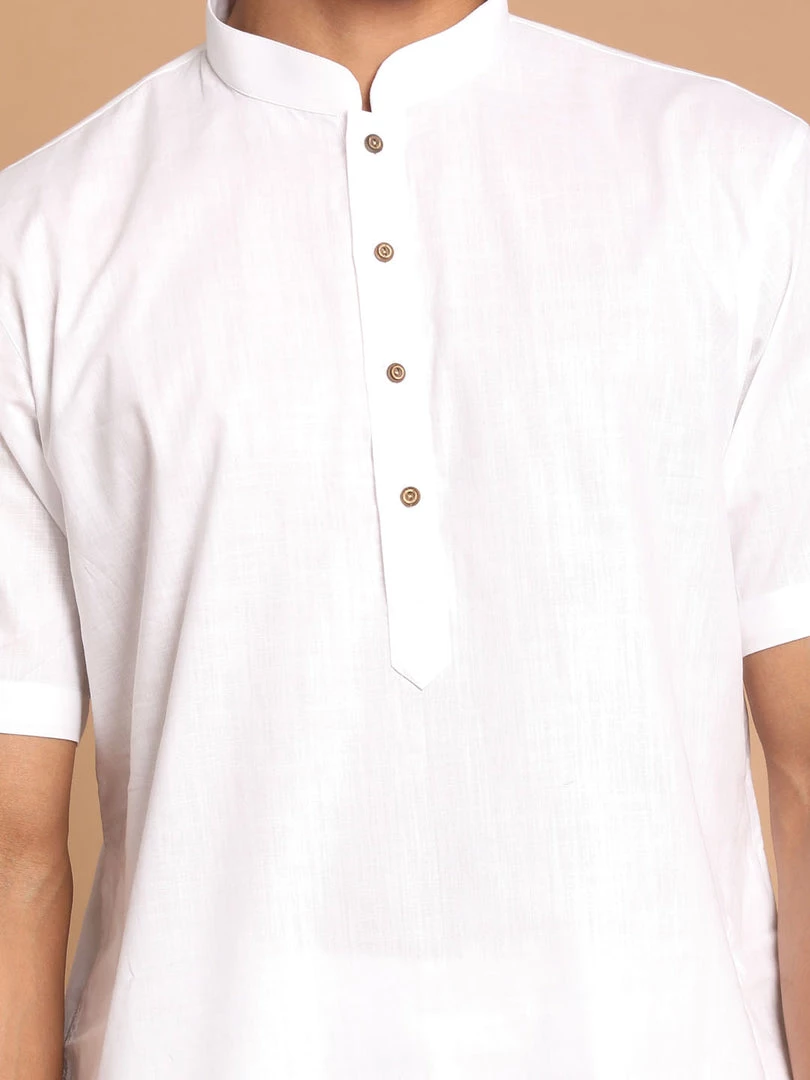 VASTRAMAY Men's White Solid Kurta With Pyjamas 6 VASTRAMAY Men's White Solid Kurta With Pyjamas