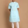 VASTRAMAY Men's Blue Solid Kurta With White Pyjamas Kurta Sets