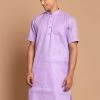 VASTRAMAY Men's Purple Color Solid Kurta