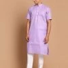 Kurta Sets VASTRAMAY Men's Purple Solid Kurta With White Pyjamas