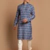 Ganesh Chaturthi VASTRAMAY Men's Blue Color Ethnic Kurta With Cream Pyjama Set 2 Ganesh Chaturthi VASTRAMAY Men's Blue Color Ethnic Kurta With Cream Pyjama Set