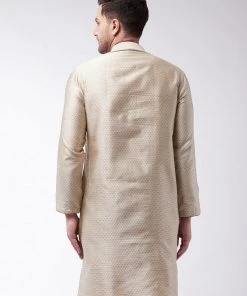 Kurta Sets VASTRAMAY Men's Beige Silk Blend Kurta