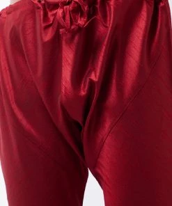 Kurta Sets VASTRAMAY Men's Beige And Maroon Silk Blend Kurta Churidar Set