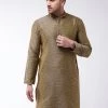 Vastramay Men's Black And Gold Silk Blend Kurta