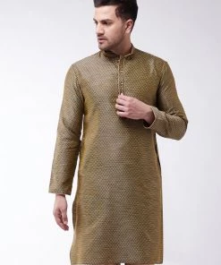 Kurta Sets VASTRAMAY Men's Black Silk Blend Kurta