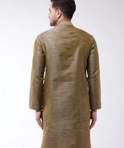 Kurta Sets VASTRAMAY Men's Black Silk Blend Kurta