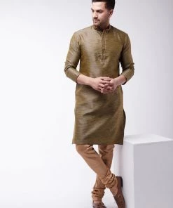 Kurta Sets VASTRAMAY Men's Black Silk Blend Kurta