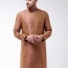Vastramay Men's Maroon Silk Blend Kurta