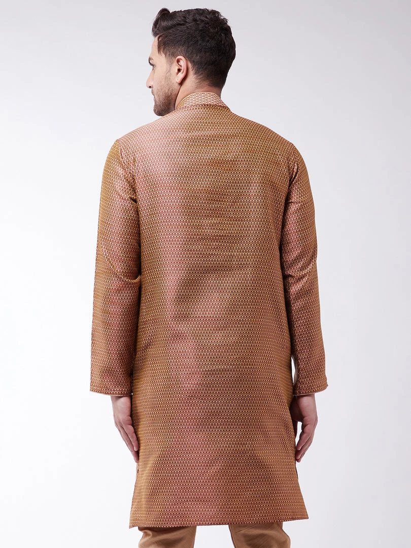 Vastramay Men's Maroon Silk Blend Kurta 5 Vastramay Men's Maroon Silk Blend Kurta