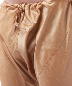 Kurta Sets VASTRAMAY Men's Pink And Rose Gold Silk Blend Kurta With Churidar Set