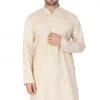 Vastramay Men's Beige Cotton Blend Kurta