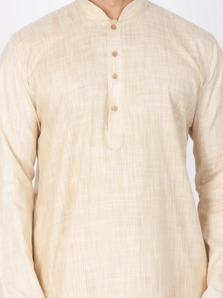 Vastramay Men's Beige Cotton Blend Kurta And Pyjama Set 6 Vastramay Men's Beige Cotton Blend Kurta And Pyjama Set