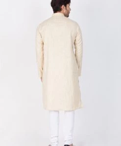 Vastramay Men's Beige Cotton Blend Kurta And Pyjama Set 10 Vastramay Men's Beige Cotton Blend Kurta And Pyjama Set
