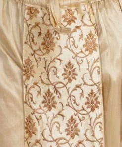 VASTRAMAY Men's Black And Gold Silk Blend Kurta And Dhoti Set