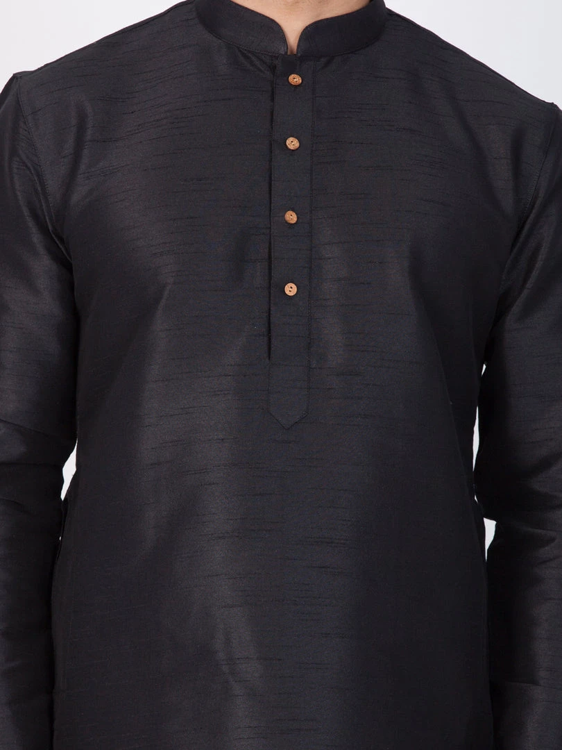 Rakhi VASTRAMAY Men's Black Cotton Silk Blend Kurta And Pyjama Set 5 Rakhi VASTRAMAY Men's Black Cotton Silk Blend Kurta And Pyjama Set
