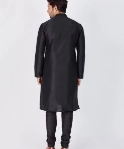 Rakhi VASTRAMAY Men's Black Cotton Silk Blend Kurta And Pyjama Set 12 Rakhi VASTRAMAY Men's Black Cotton Silk Blend Kurta And Pyjama Set