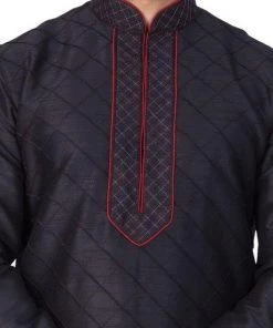 Vastramay Buy 1 Get 1 Men's Black Silk Blend Kurta
