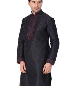 Vastramay Buy 1 Get 1 Men's Black Silk Blend Kurta