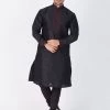 Vastramay Men's Black Silk Blend Kurta And Pyjama Set
