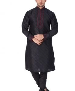 Vastramay Buy 1 Get 1 Men's Black Silk Blend Kurta