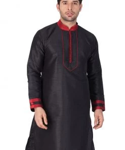 Vastramay Buy 1 Get 1 Men's Black Silk Blend Kurta
