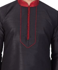 Vastramay Buy 1 Get 1 Men's Black Silk Blend Kurta