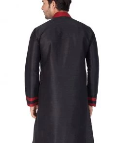Vastramay Buy 1 Get 1 Men's Black Silk Blend Kurta