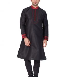 Vastramay Buy 1 Get 1 Men's Black Silk Blend Kurta