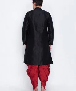 Vastramay Buy 1 Get 1 Men's Black Silk Blend Sherwani Set
